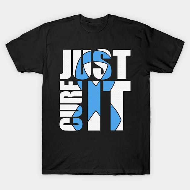 Just Cure It Trisomy 18 Awareness Light Blue Ribbon Warrior T-Shirt by celsaclaudio506